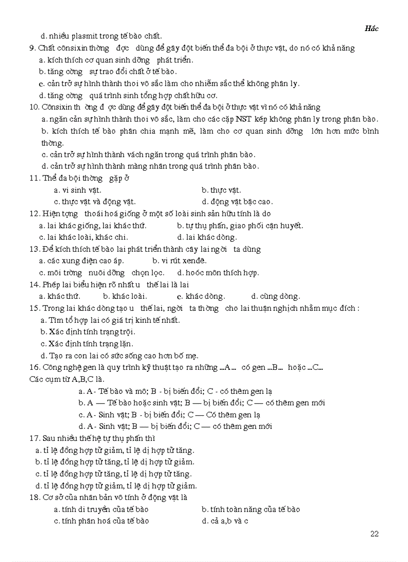 image for page Hê thống câu hỏi ôn TN cho từng bài