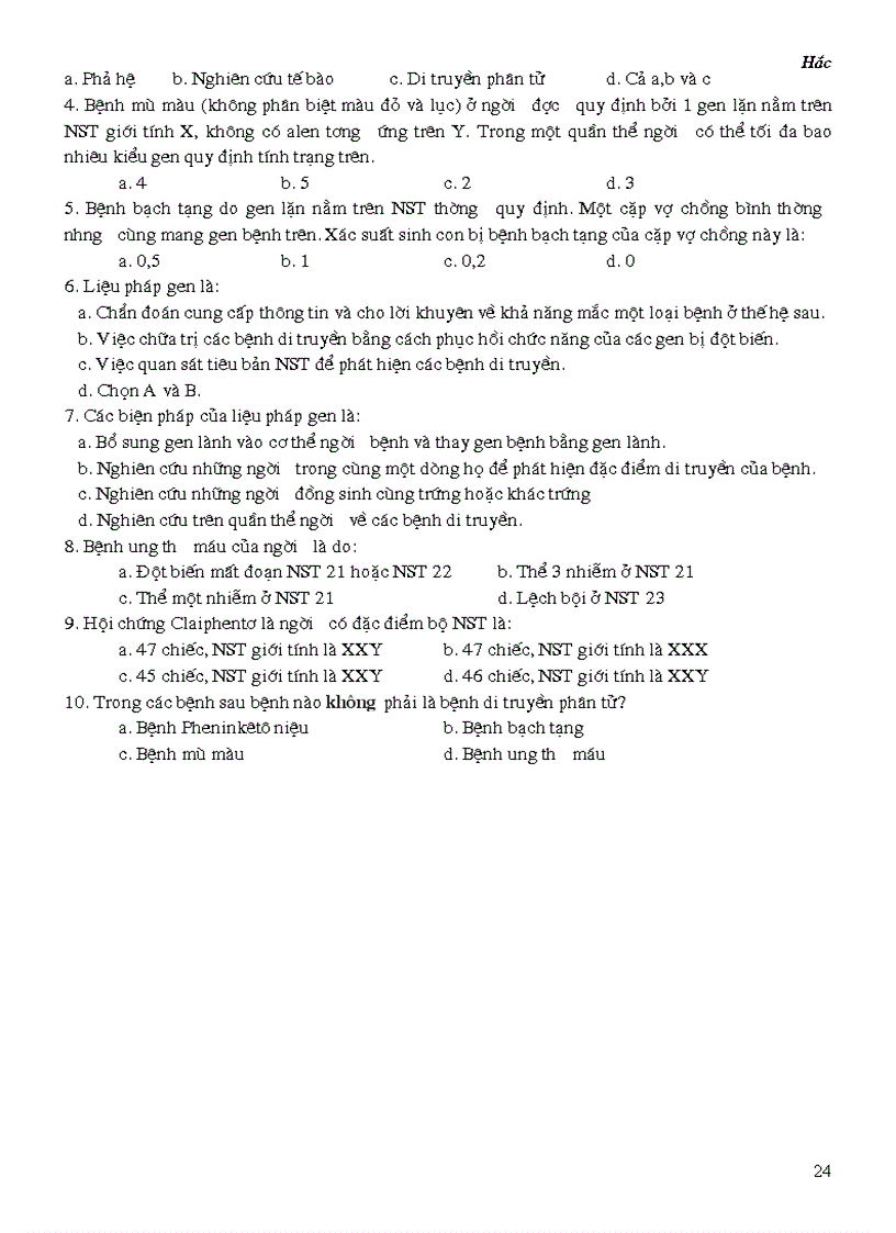 image for page Hê thống câu hỏi ôn TN cho từng bài