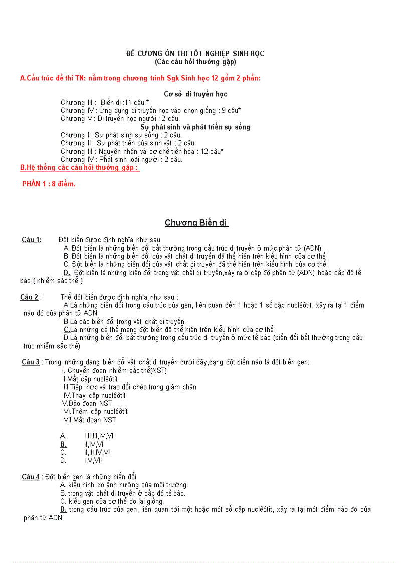 image for page Hệ thống câu hỏi sinh ôn TN