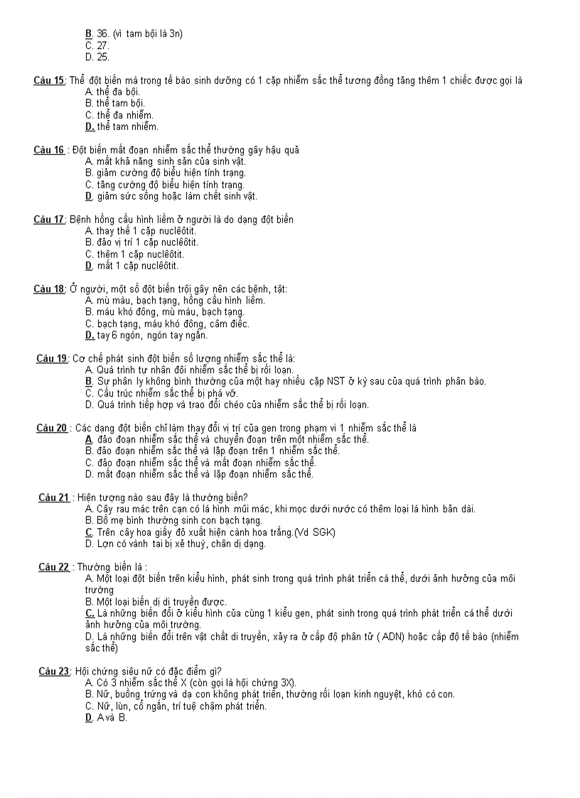 image for page Hệ thống câu hỏi sinh ôn TN