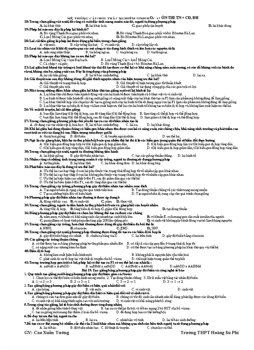 image for page Hệ thống câu hỏi trắc nghiệm sh12 ôn tn cđ đh
