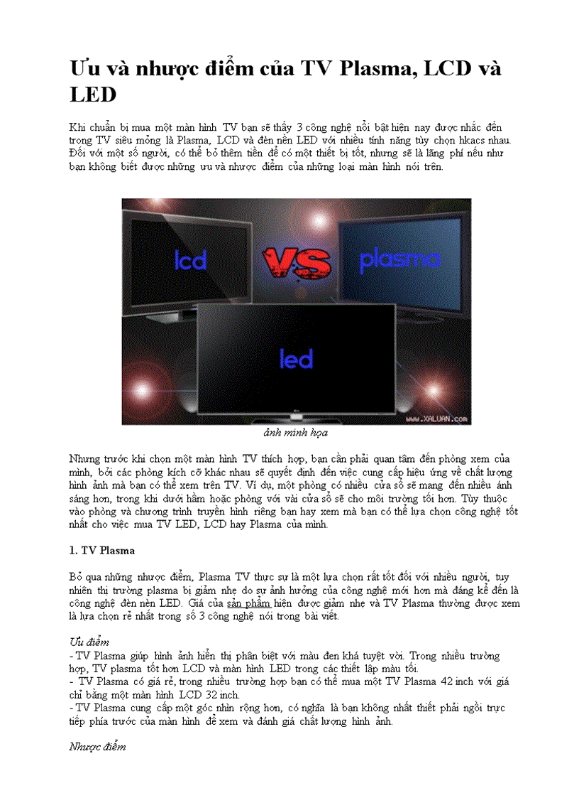 image for page Khi mua tivi cần lưu ý