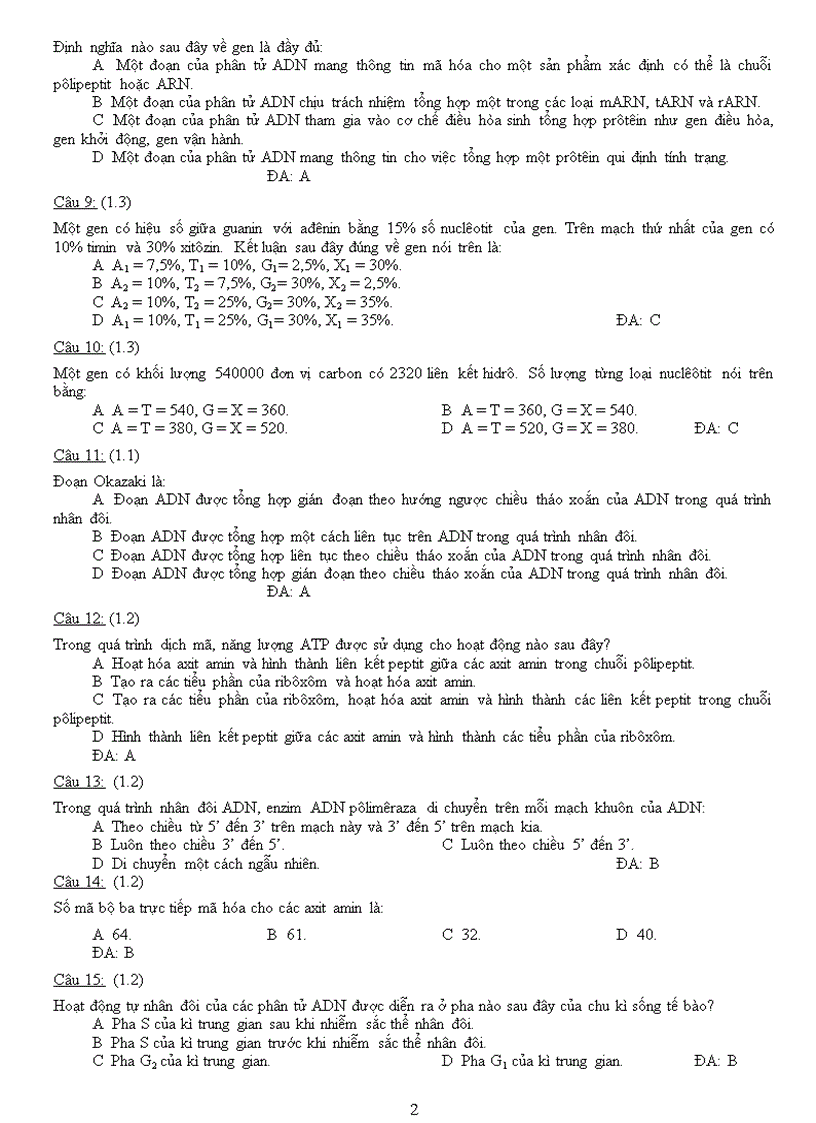 image for page Ngân hàng câu hỏi Ôn thi tốt nghiệp Sinh học Học kì I