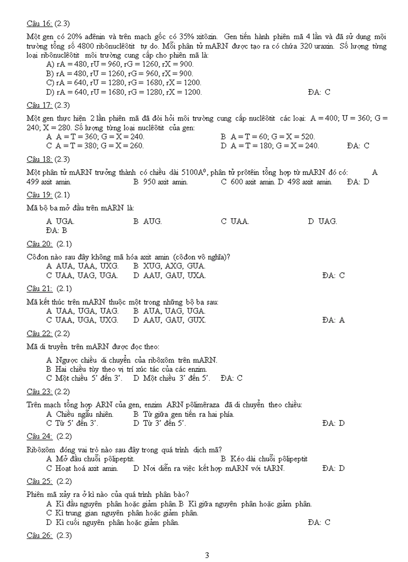 image for page Ngân hàng câu hỏi Ôn thi tốt nghiệp Sinh học Học kì I