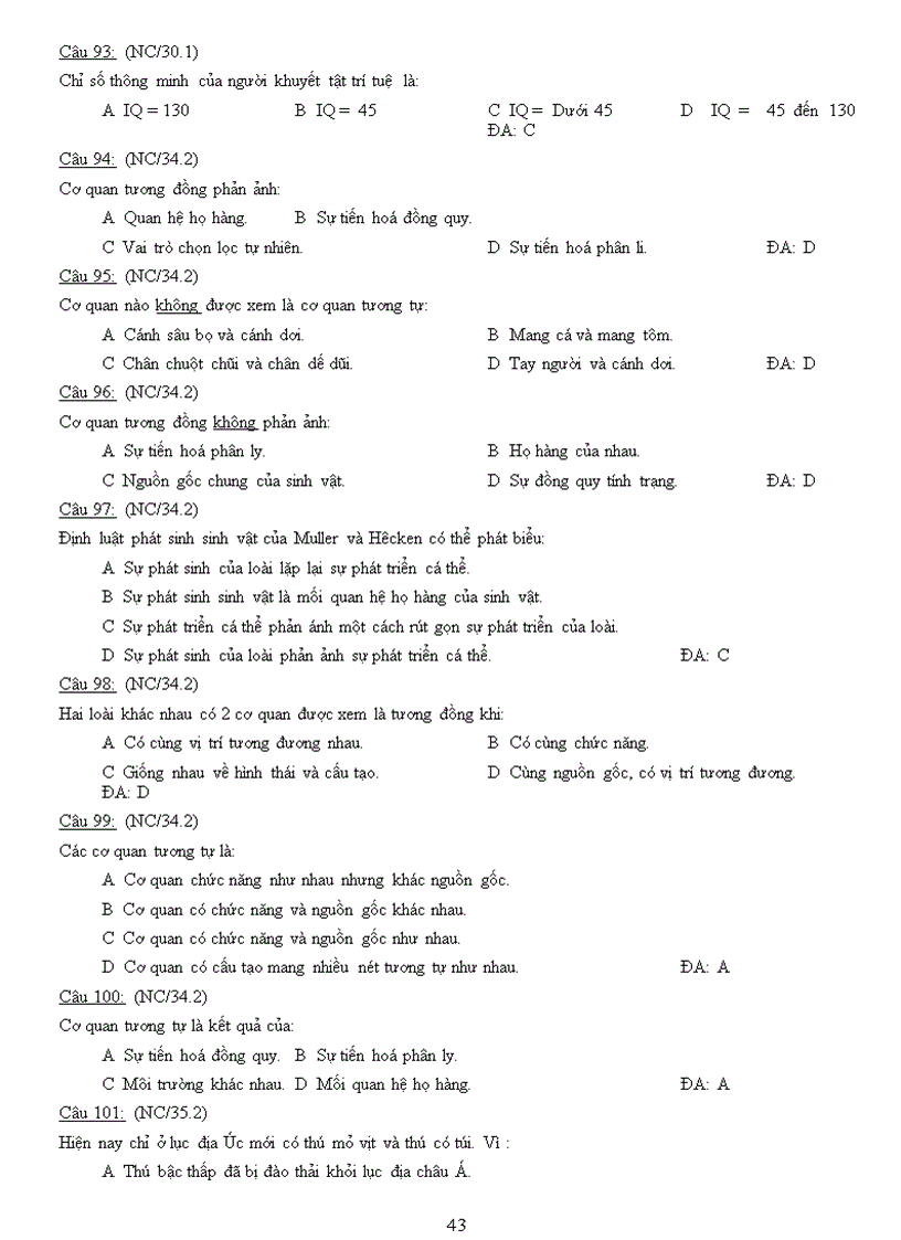 image for page Ngân hàng câu hỏi Ôn thi tốt nghiệp Sinh học Học kì I