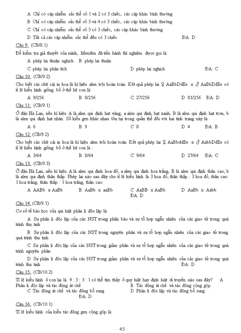 image for page Ngân hàng câu hỏi Ôn thi tốt nghiệp Sinh học Học kì I