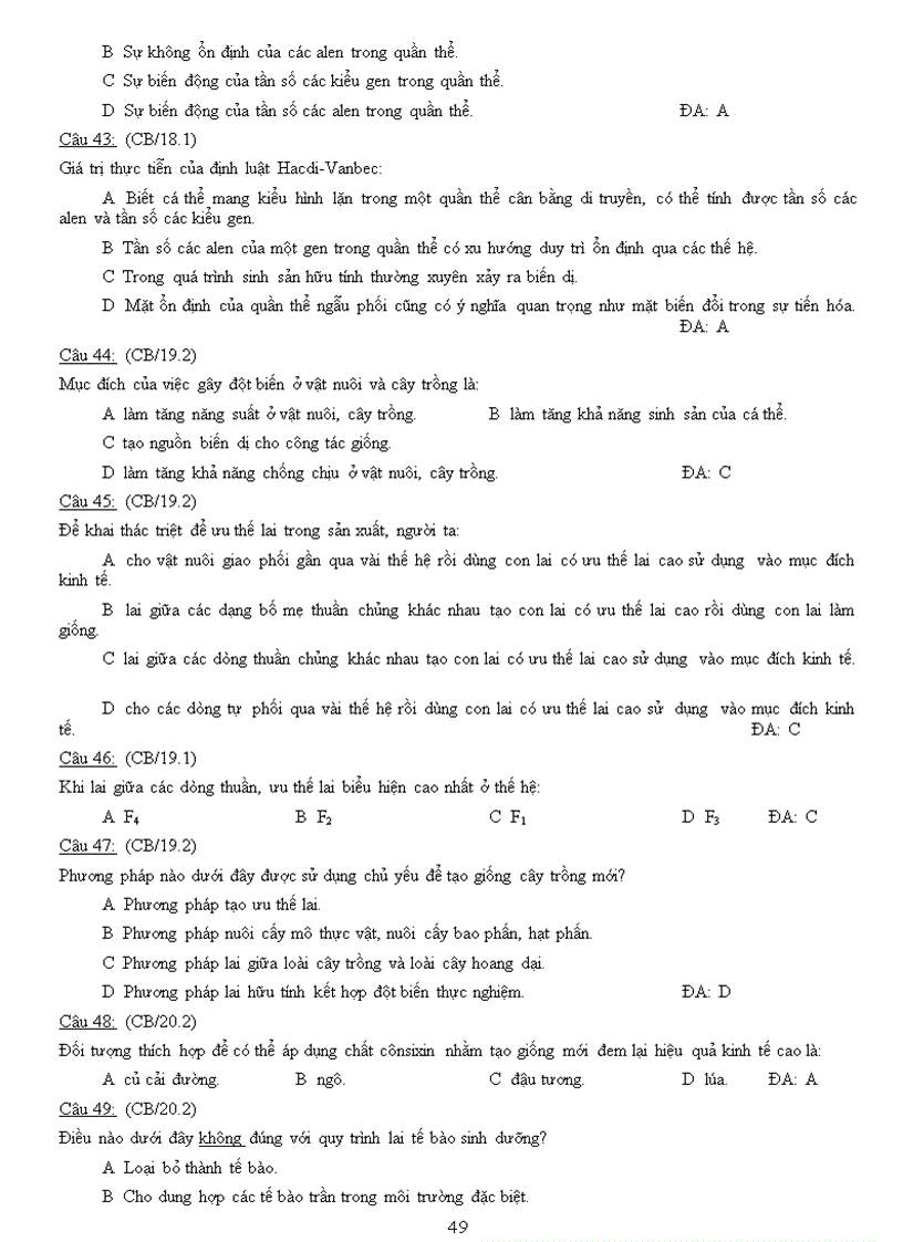 image for page Ngân hàng câu hỏi Ôn thi tốt nghiệp Sinh học Học kì I