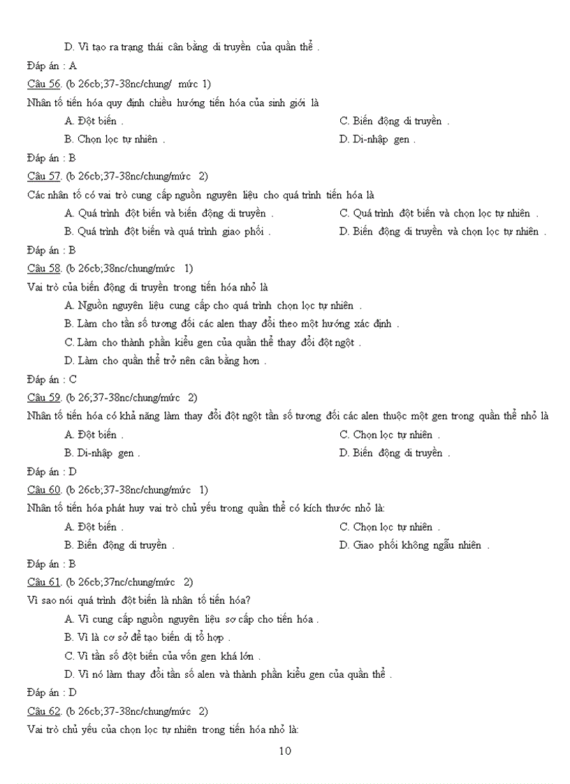 image for page Ngân hàng câu hỏi Ôn thi tốt nghiệp Sinh học Học kì II