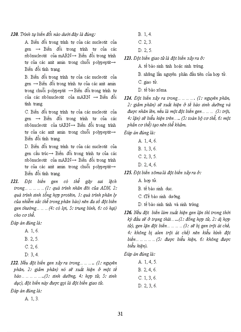 image for page Ngân hàng câu hỏi trắc nghiệm sinh học 12
