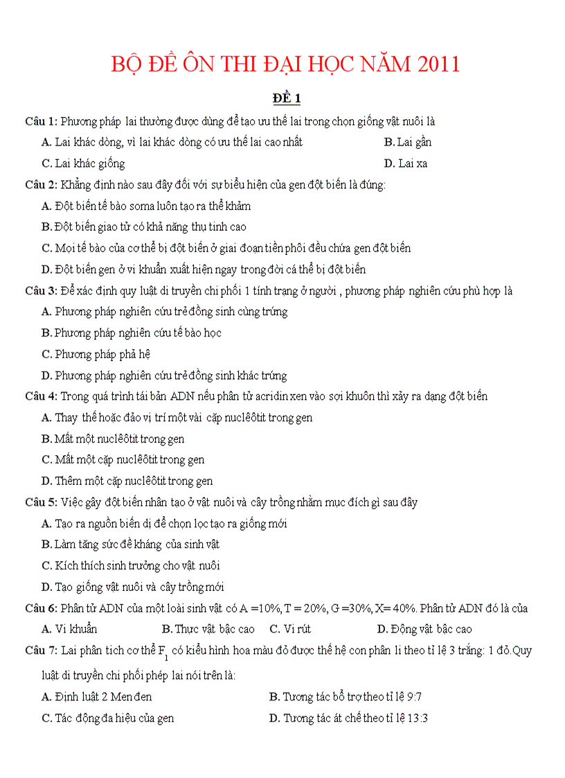 image for page Ôn thi đh môn sinh 2011