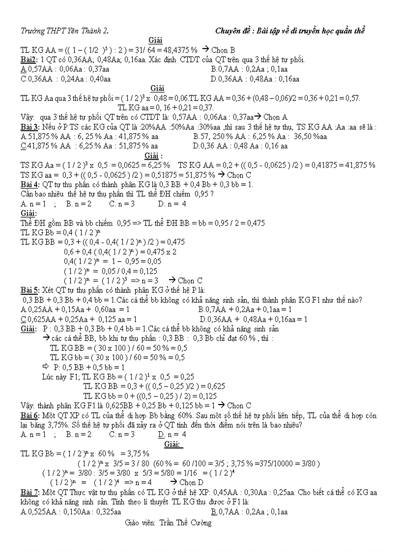 image for page Phương pháp giải bài tập di truyền học quần thể