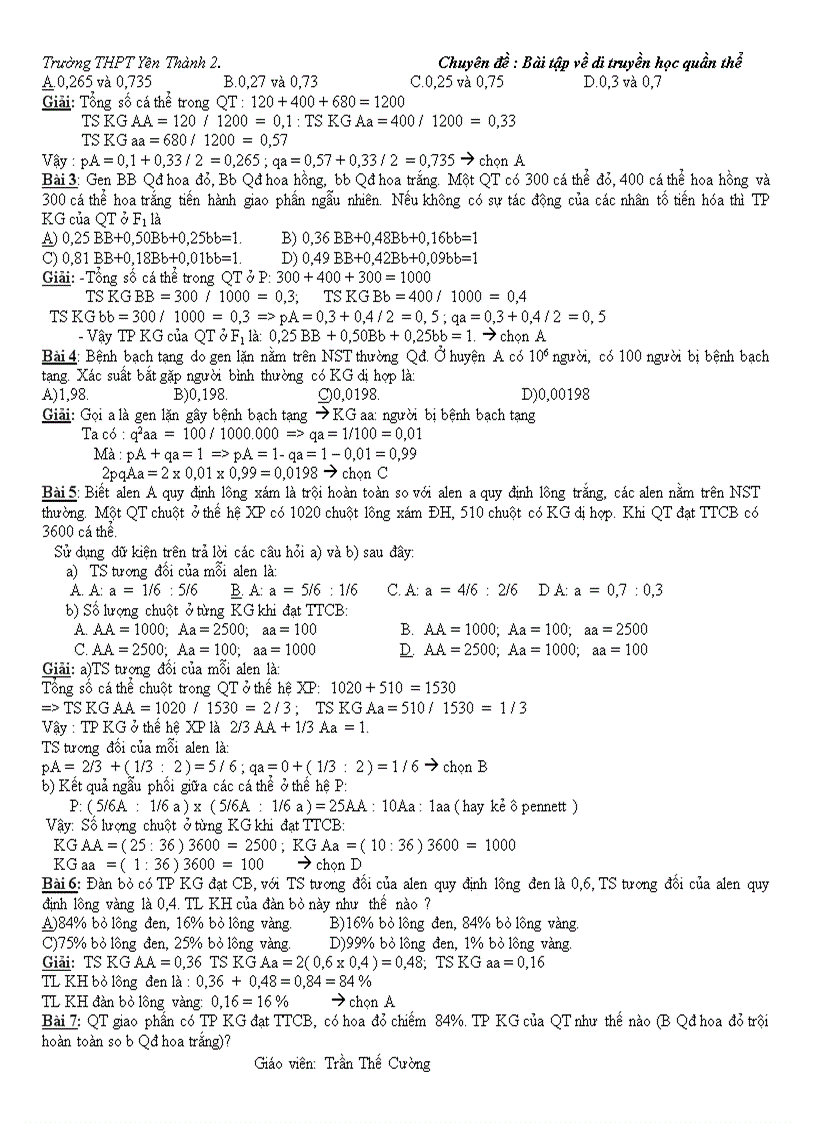 image for page Phương pháp giải bài tập di truyền học quần thể