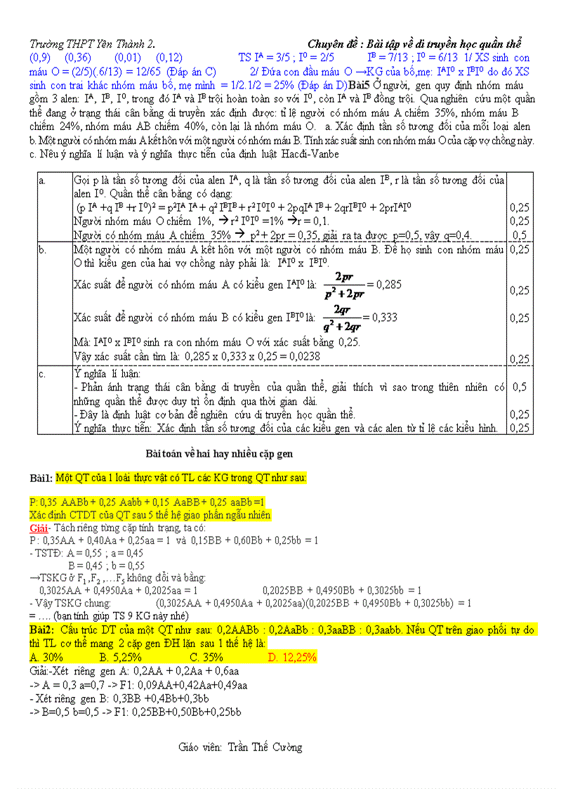 image for page Phương pháp giải bài tập di truyền học quần thể