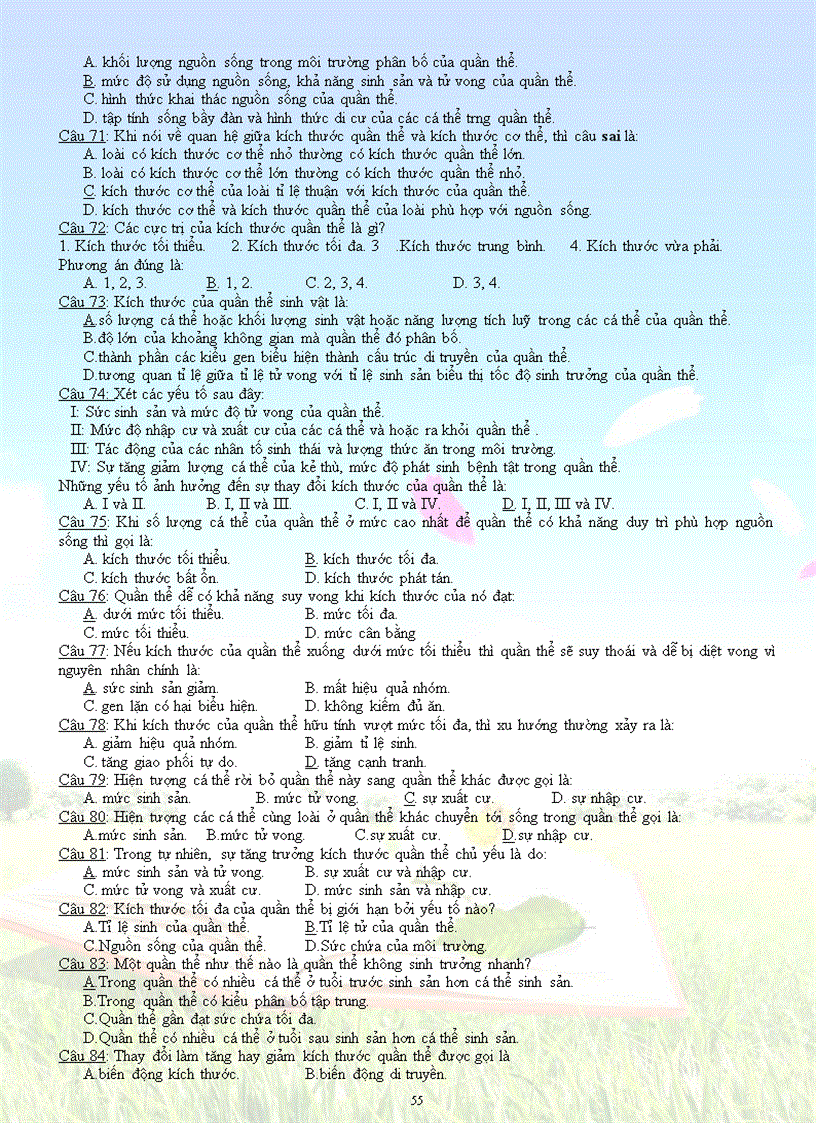 image for page Sh 12 trac nghiem hay dung on tap