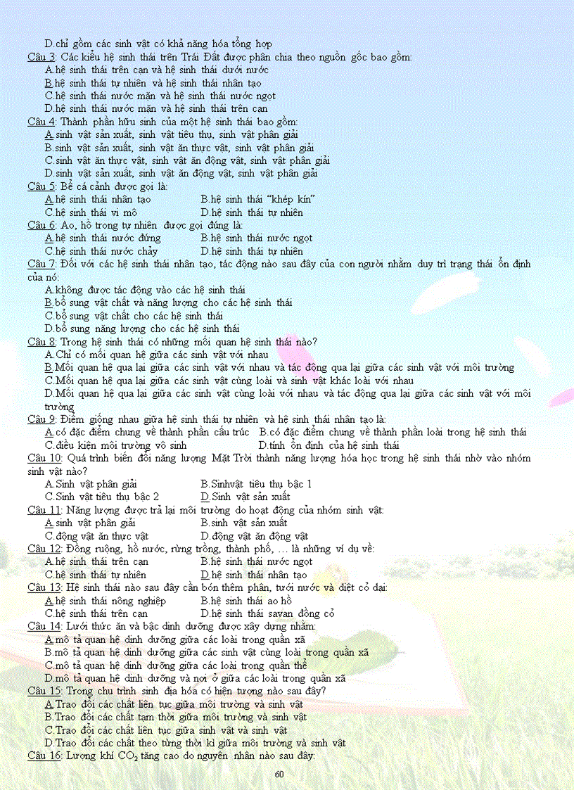 image for page Sh 12 trac nghiem hay dung on tap