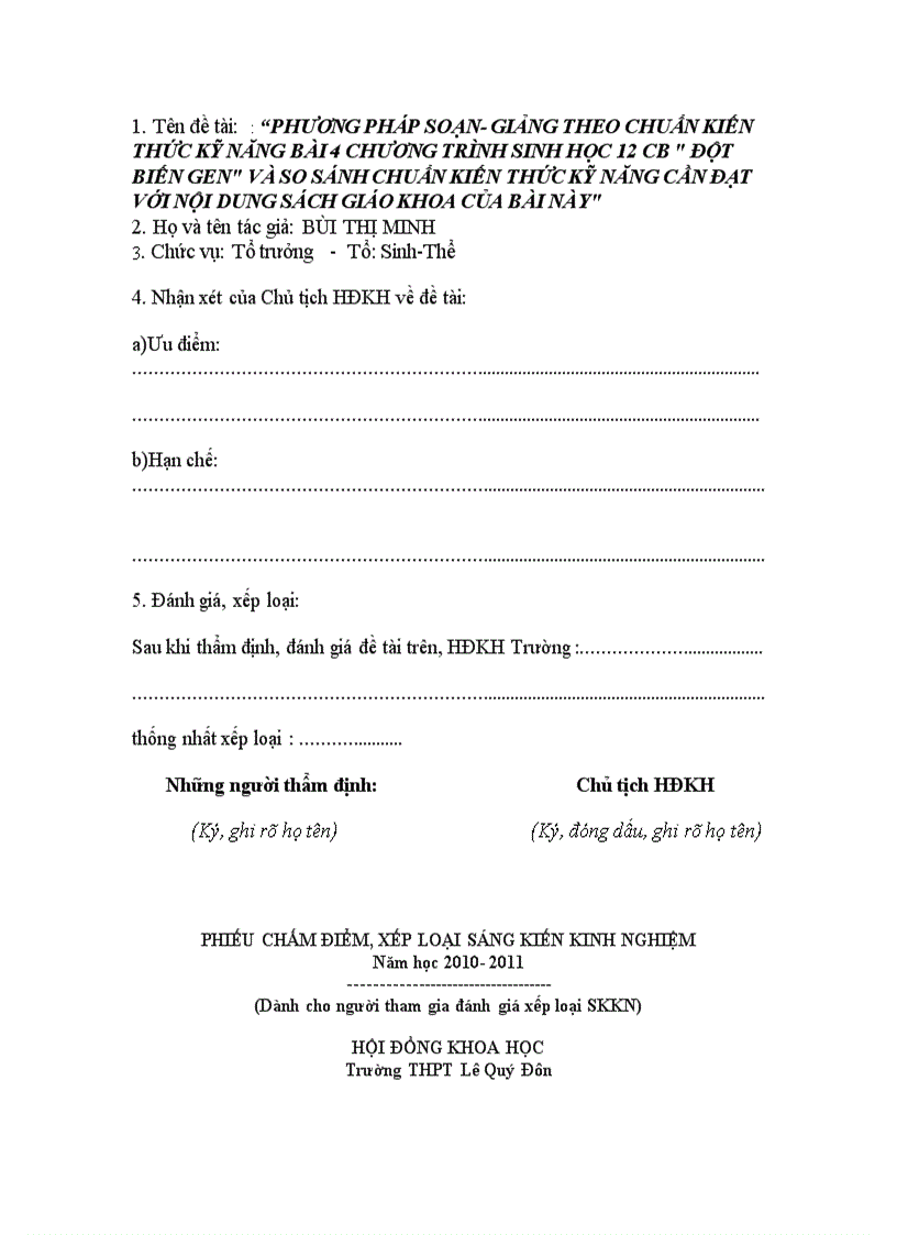 image for page SKKN Sinh 12 chuẩn KTKN