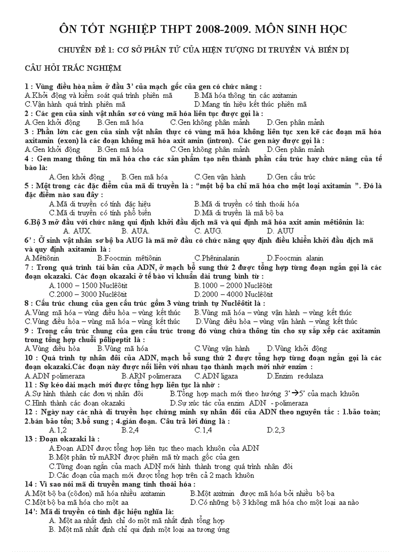 image for page Tài liệu ôn thi tốt nghiệp THPT 2008 2009