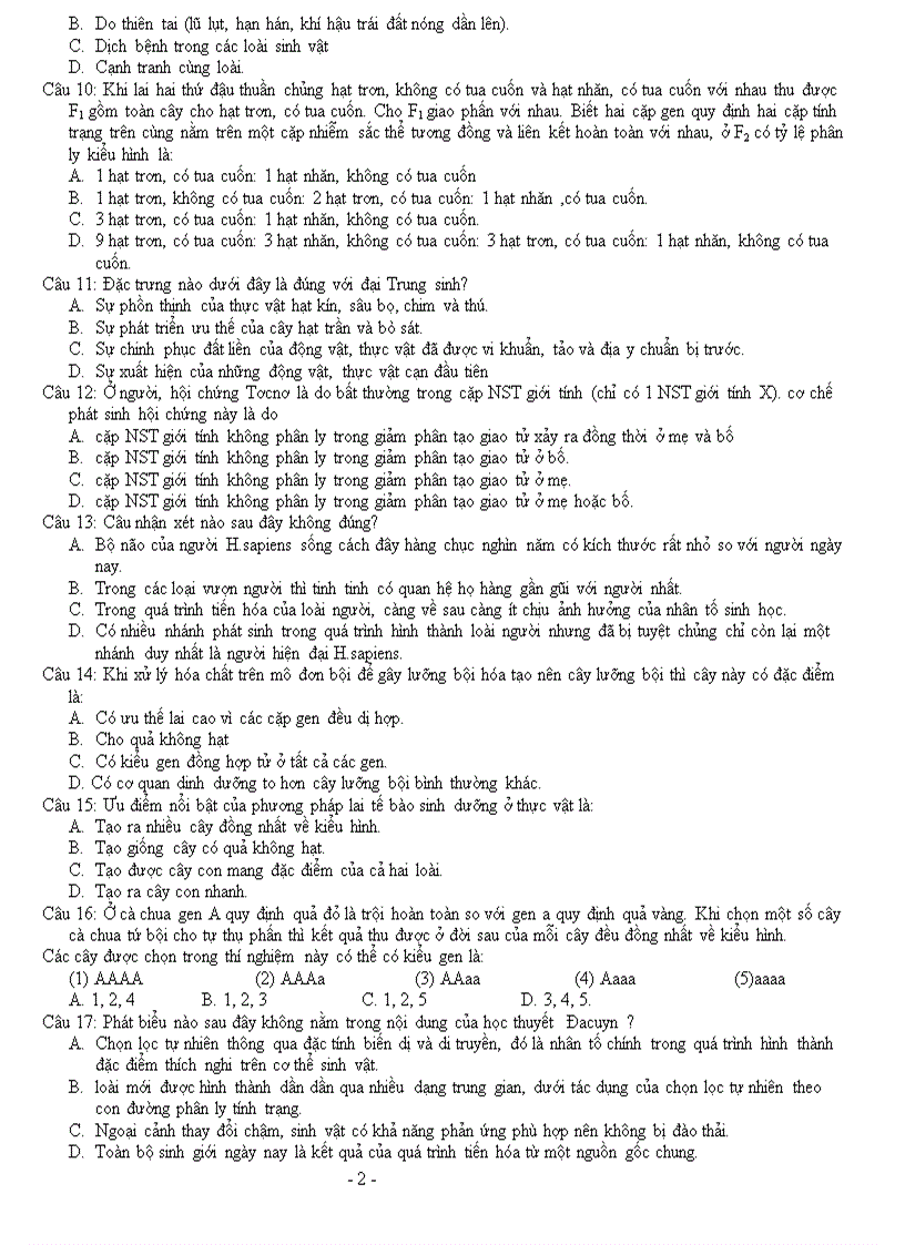 image for page Thi thu DH mon Sinh 2009 D1