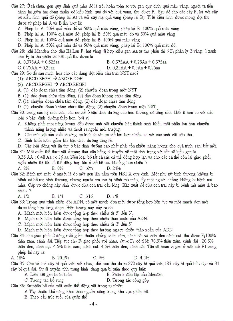 image for page Thi thu DH mon Sinh 2009 D1