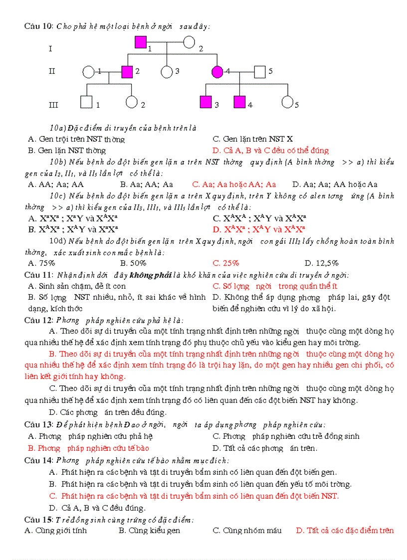 image for page Trac nghiem di truyen nguoi