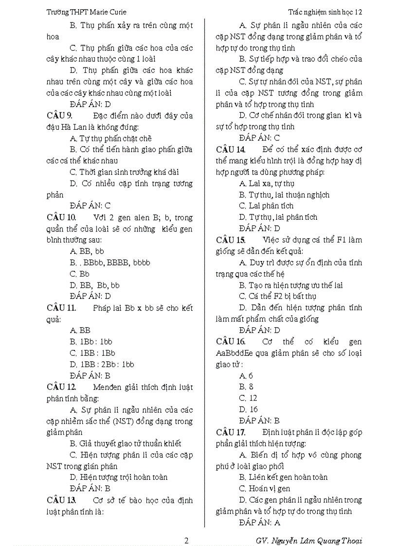 image for page Trắc nghiệm phần quy luật DT