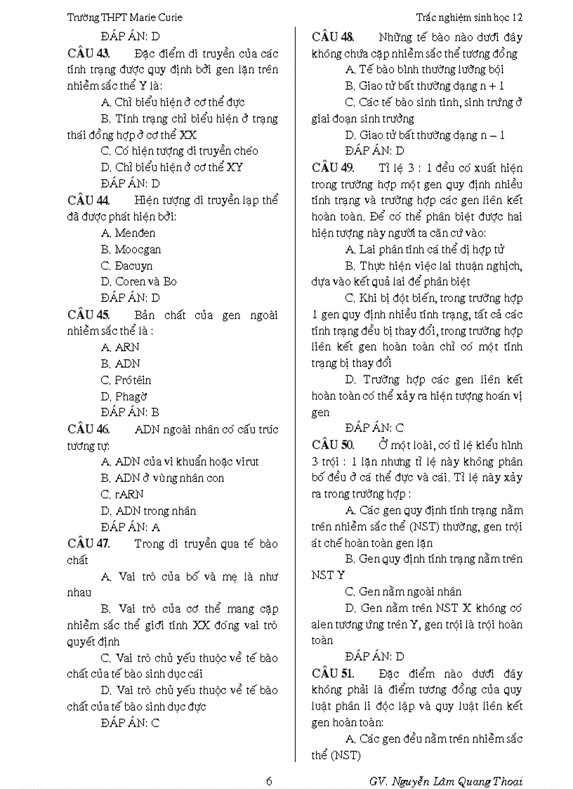 image for page Trắc nghiệm phần quy luật DT