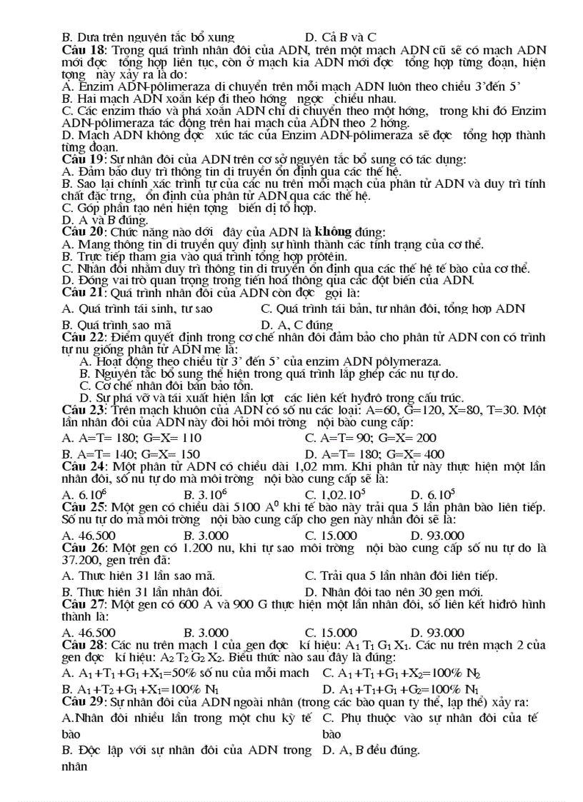 image for page Trắc nghiệm phần sinh học phân tử