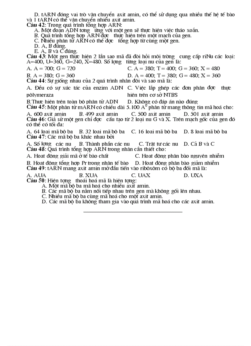 image for page Trắc nghiệm phần sinh học phân tử