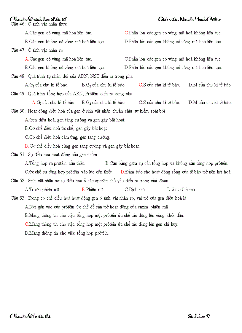 image for page Trắc nghiệm sinh 12 cơ bản chọn lọc bài 1 2 3