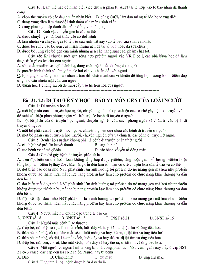 image for page Trắc nghiệm sinh học Di truyền Hay