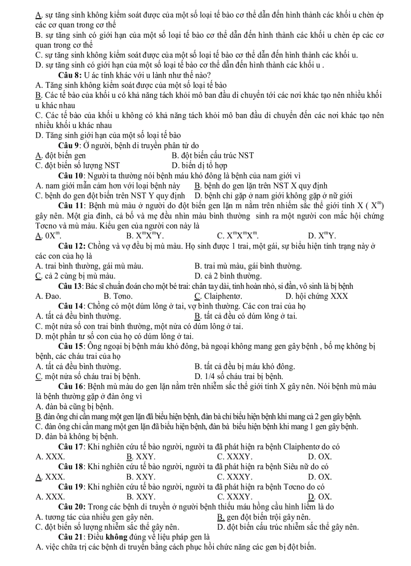 image for page Trắc nghiệm sinh học Di truyền Hay