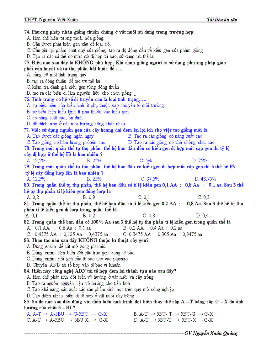 image for page Trắc nghiệm Ứng dụng di truyền vào chọn giống