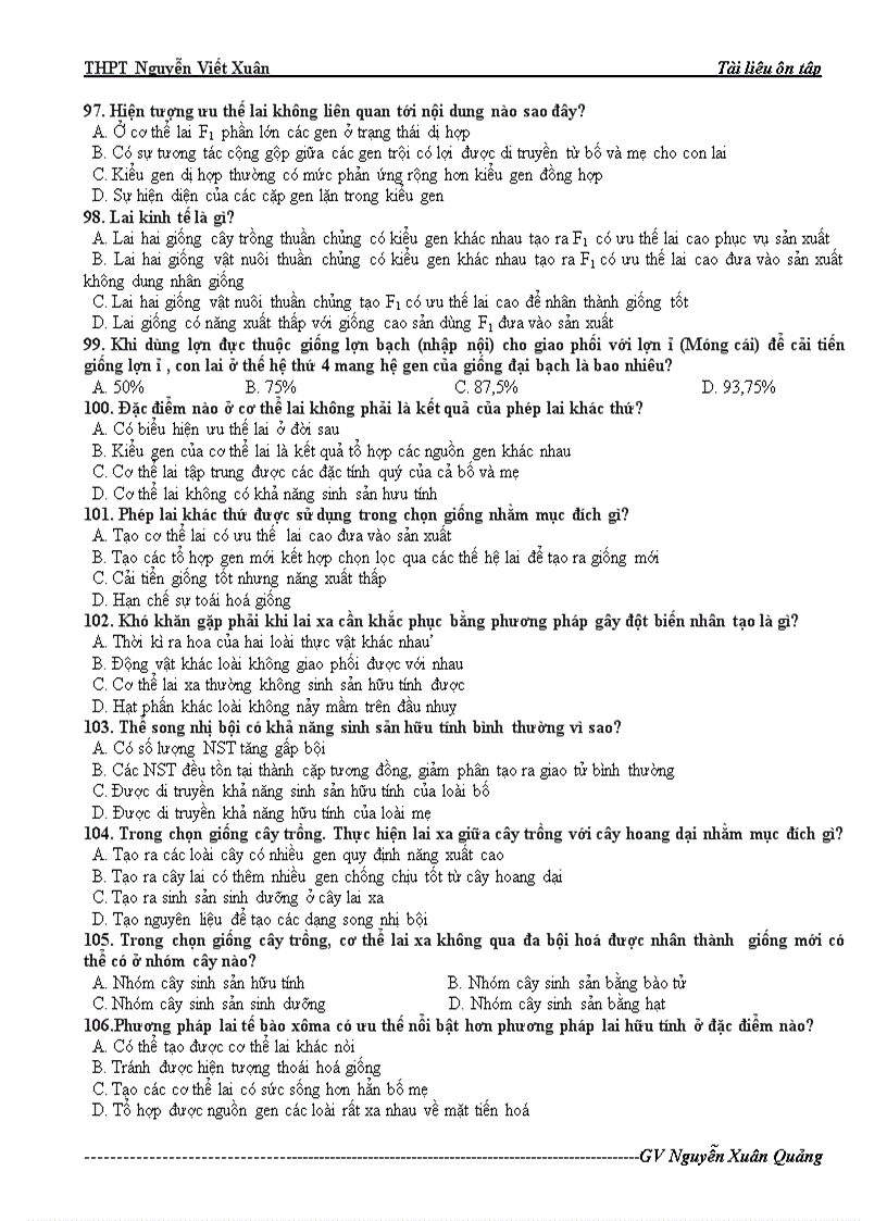 image for page Trắc nghiệm Ứng dụng di truyền vào chọn giống