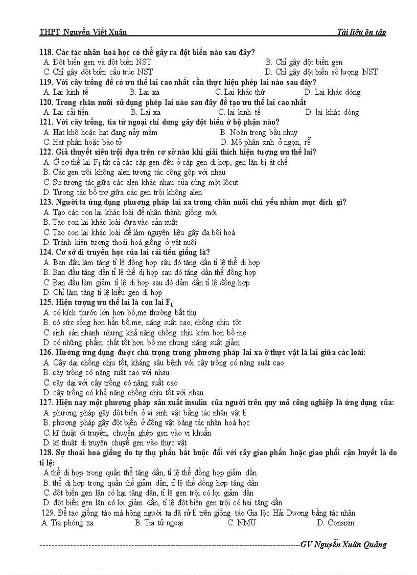 image for page Trắc nghiệm Ứng dụng di truyền vào chọn giống