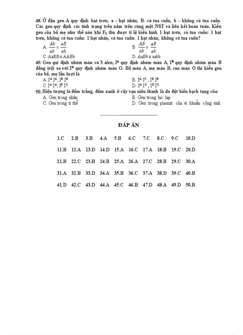 image for page Trac nghiem ve ting quy luat cua hien tuong di truyen
