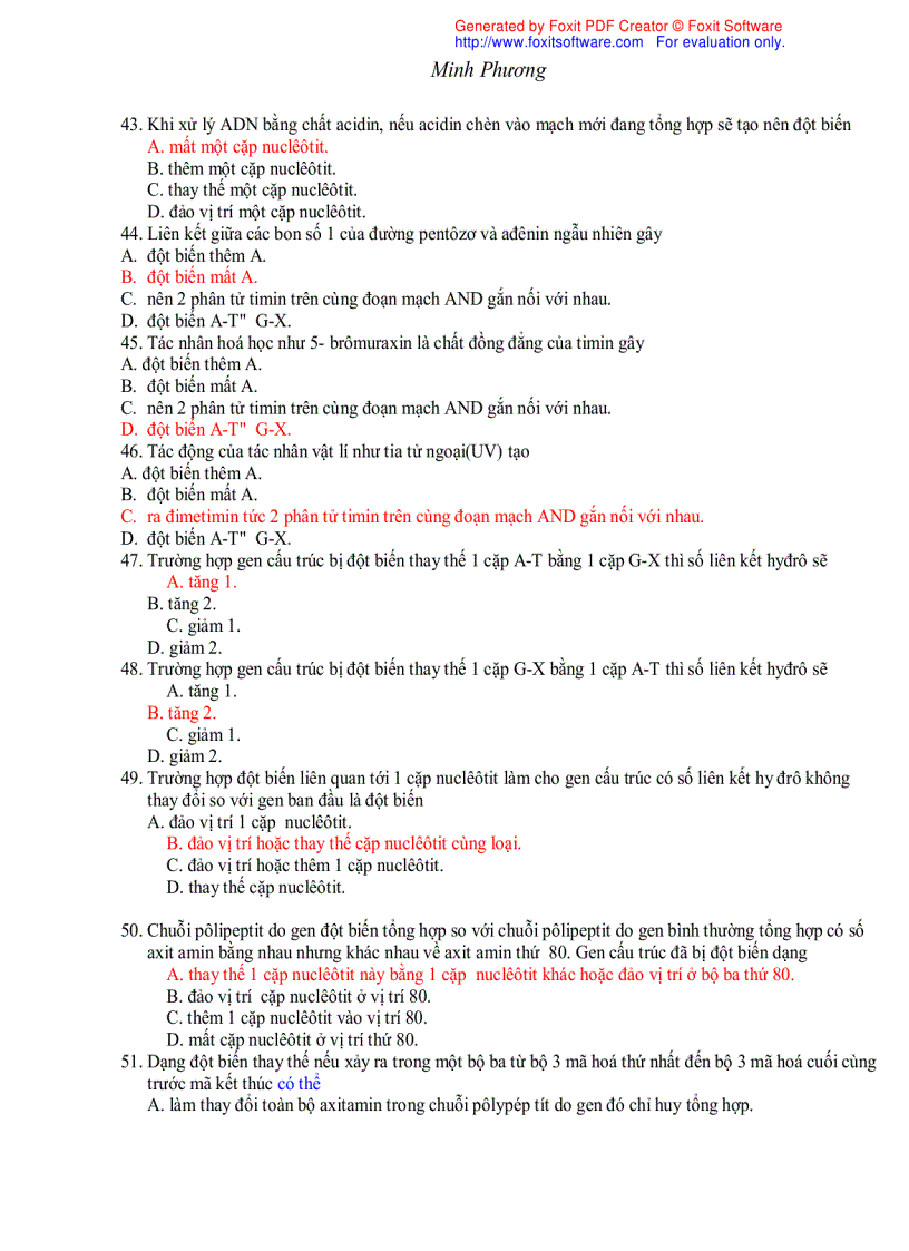 image for page Trắc nghiệm sinh học 12 theo bài 1