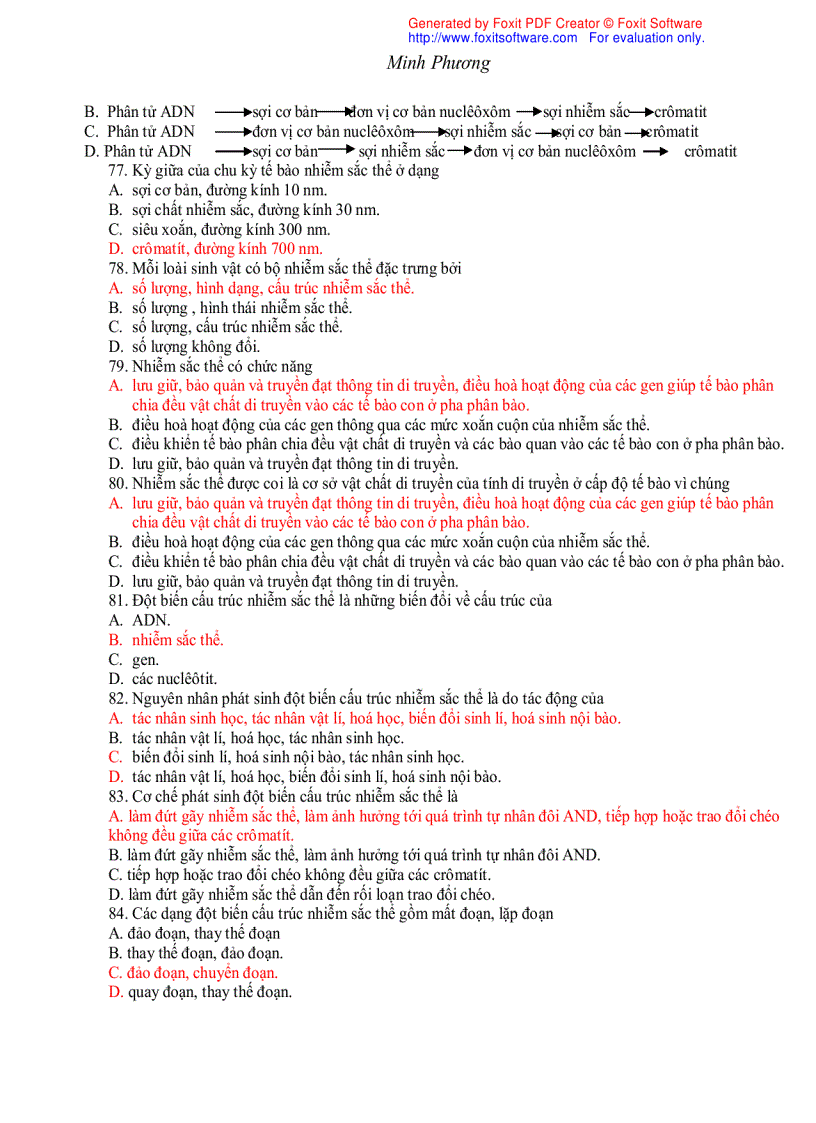 image for page Trắc nghiệm sinh học 12 theo bài 1