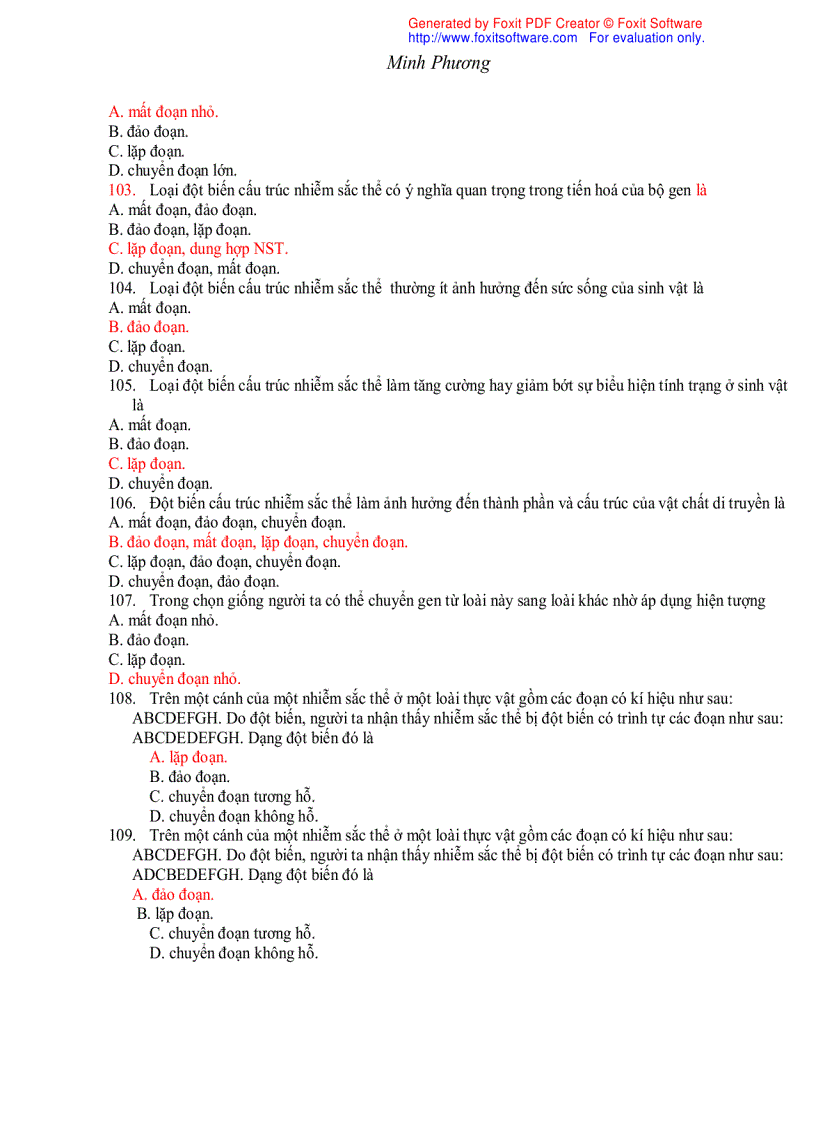 image for page Trắc nghiệm sinh học 12 theo bài 1