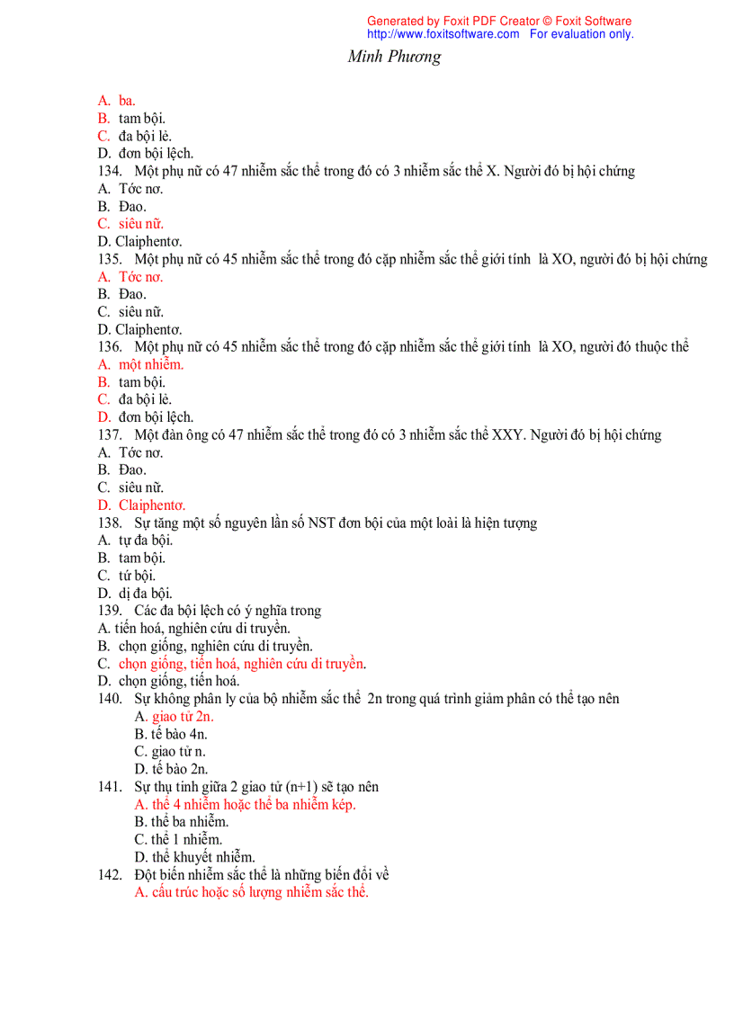 image for page Trắc nghiệm sinh học 12 theo bài 1