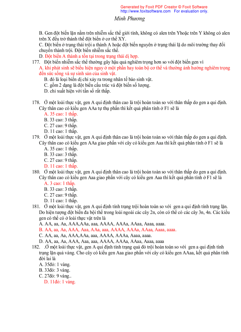 image for page Trắc nghiệm sinh học 12 theo bài 1