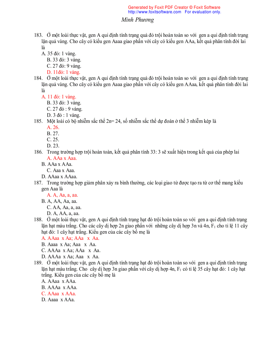 image for page Trắc nghiệm sinh học 12 theo bài 1