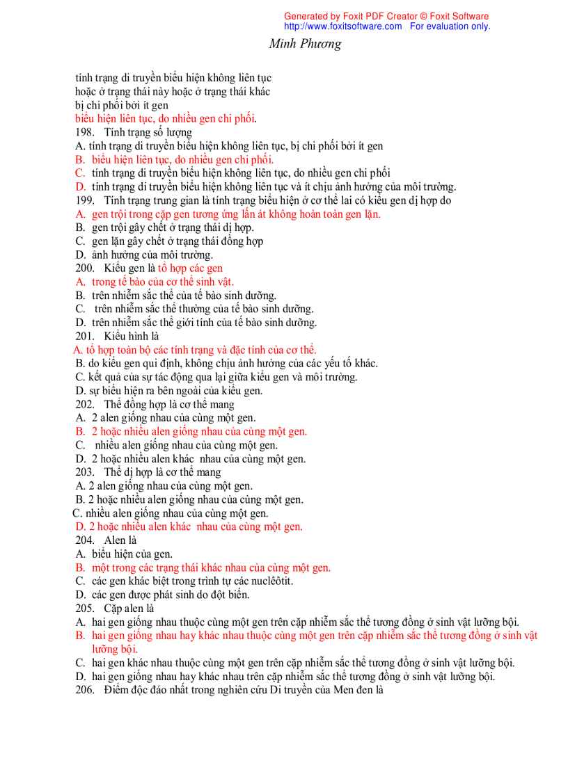 image for page Trắc nghiệm sinh học 12 theo bài 1