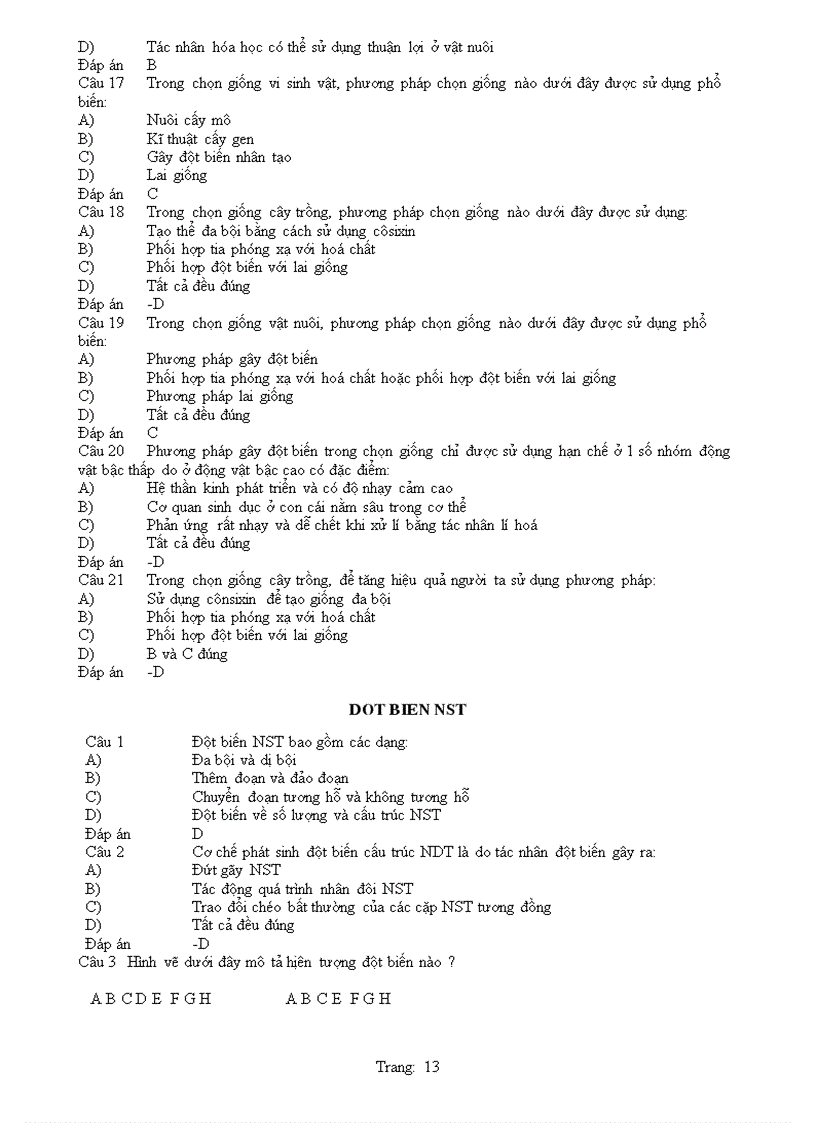 image for page Tuyển tập các câu hỏi trắc nghiệm sinh phọc phần 1