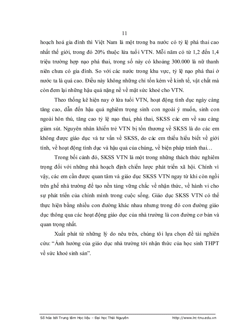 image for page Ảnh hưởng của giáo dục nhà trường tới nhận thức của HS THPT về sức khỏe sinh sản