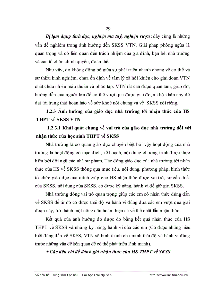 image for page Ảnh hưởng của giáo dục nhà trường tới nhận thức của HS THPT về sức khỏe sinh sản