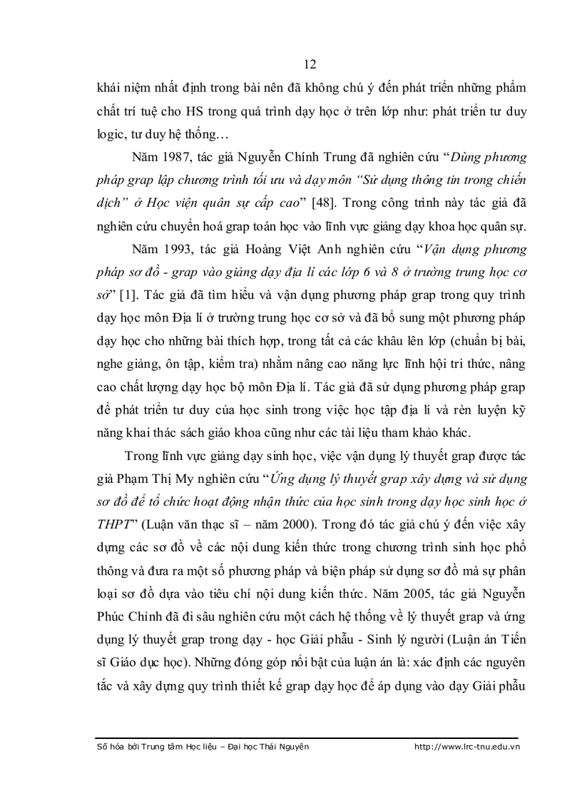 image for page Nâng cao hiệu quả dạy học Sinh học tế bào Sinh học 10 bằng phương pháp Grap