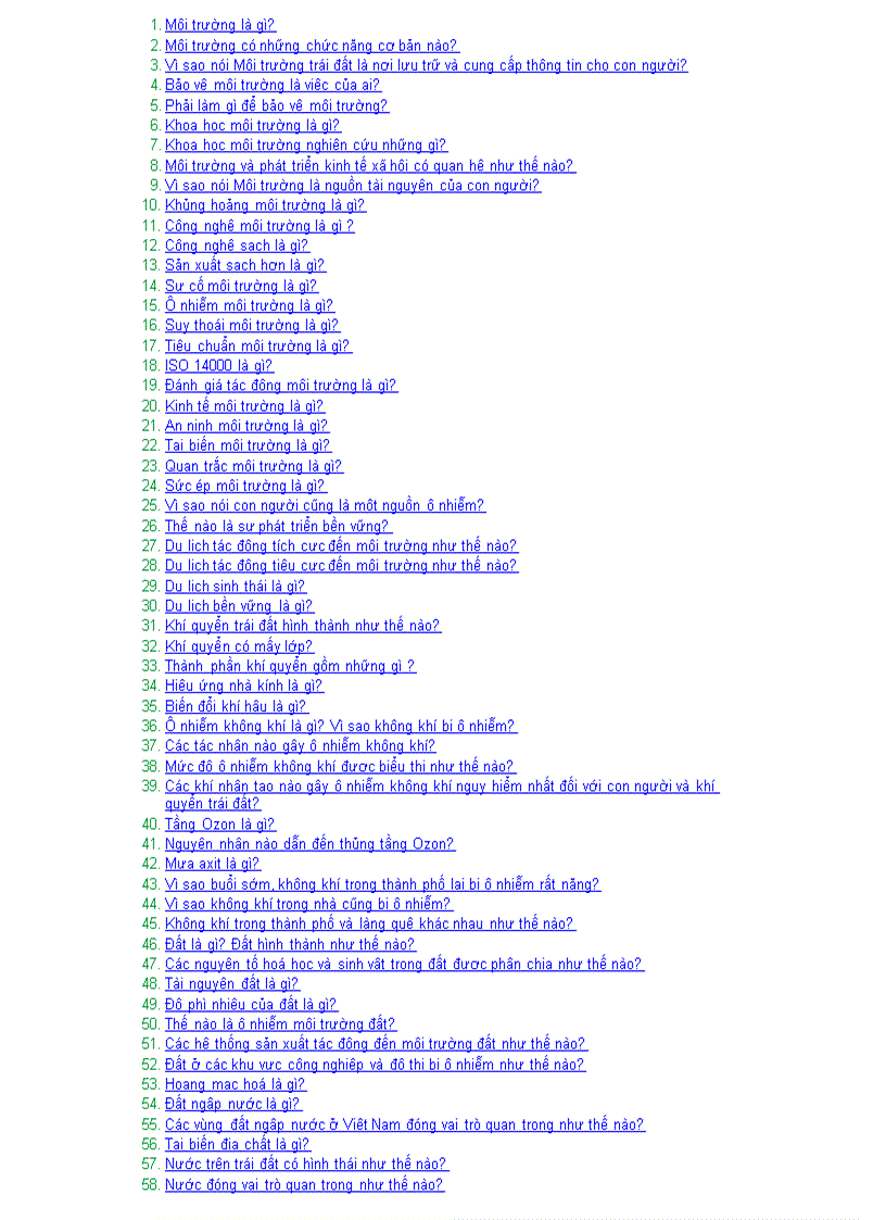 image for page 200 câu hỏi về môi trường