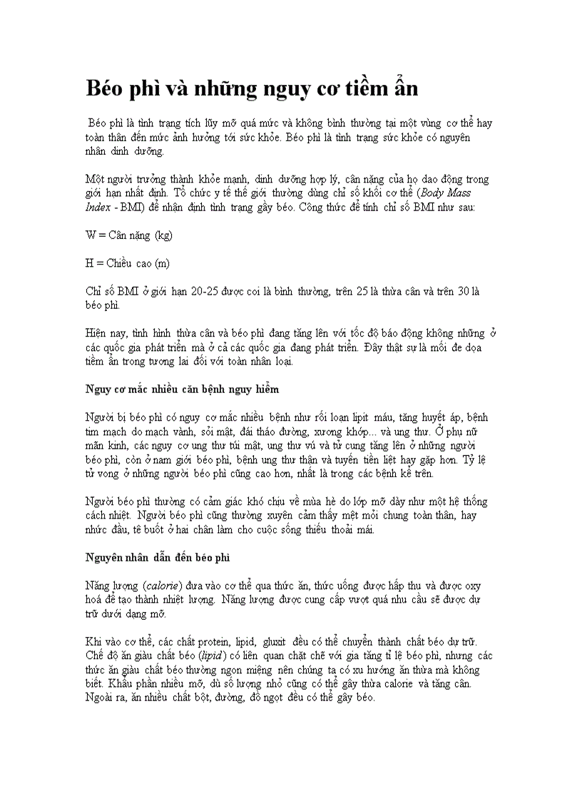 image for page Béo phì và những nguy cơ tiềm ẩn