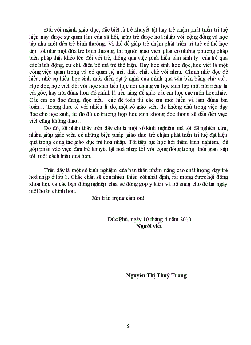 image for page Dạy học cho trẻ khuyết tật học hòa nhập lớp 1