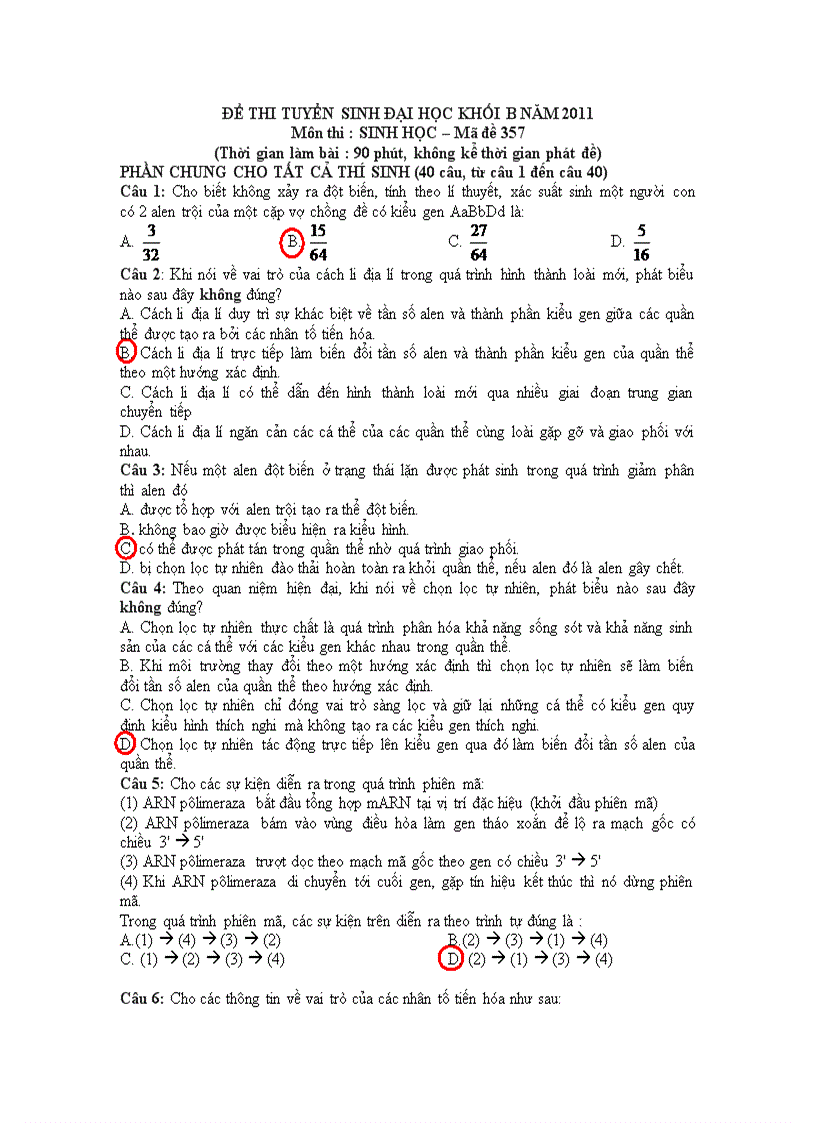 image for page Đề thi ĐH môn Sinh năm 2011 357
